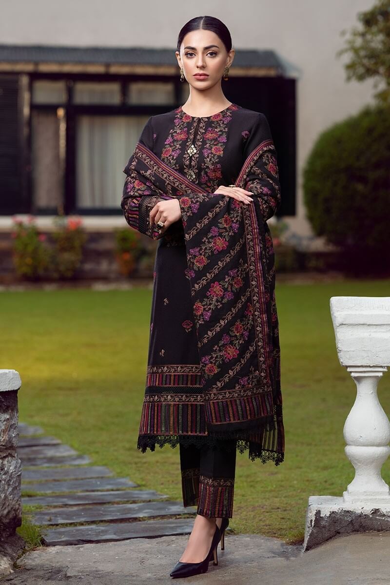 Bareeze Heavy Embroidered Dhanak Suit (Embroidered Dhanak Shawl)