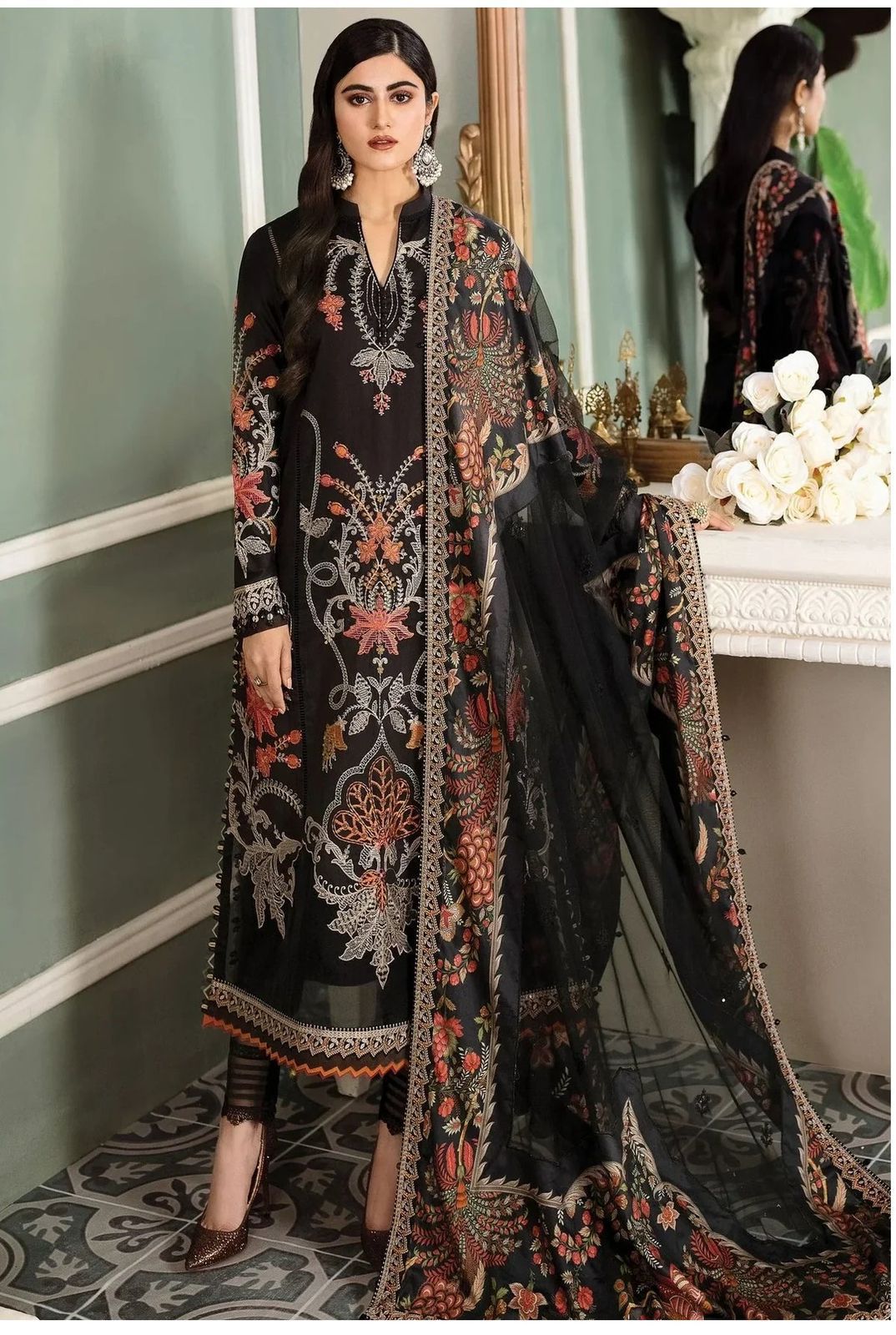 MARIA B SATEEN lawn fully heavy embroidered spengle work