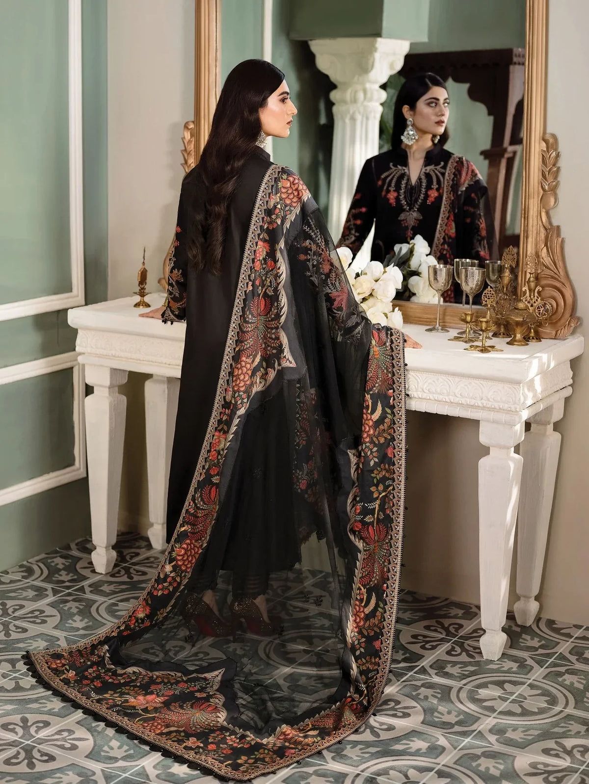 MARIA B SATEEN lawn fully heavy embroidered spengle work