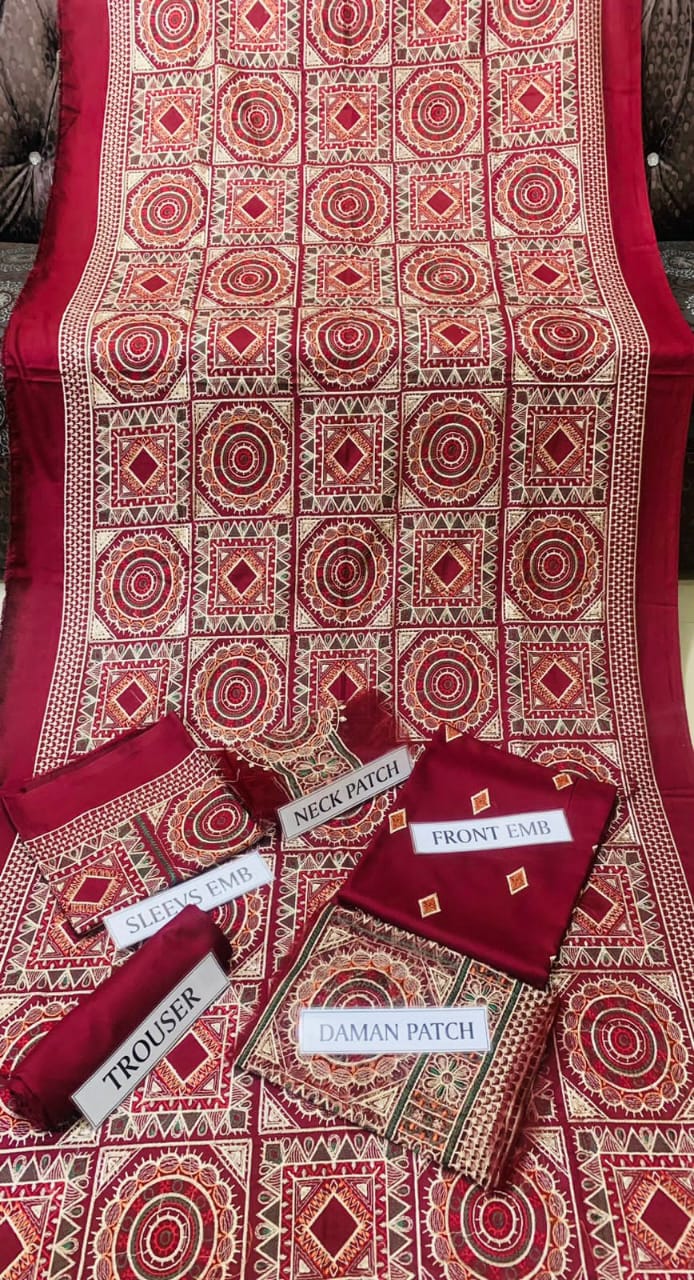 Bareeze Heavy Embroidered Dhanak Suit (Embroidered Dhanak Shawl)