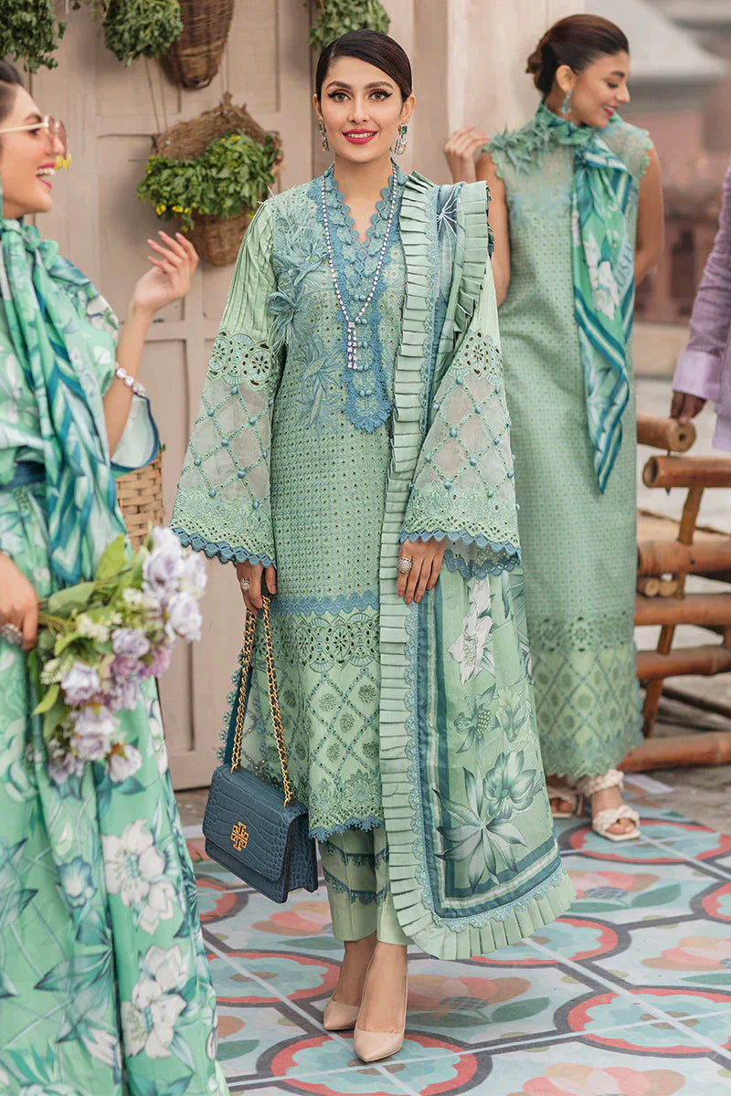 MUSHQ 3PC EMBROIDERED LAWN DRESS WITH SILK DUPATTA